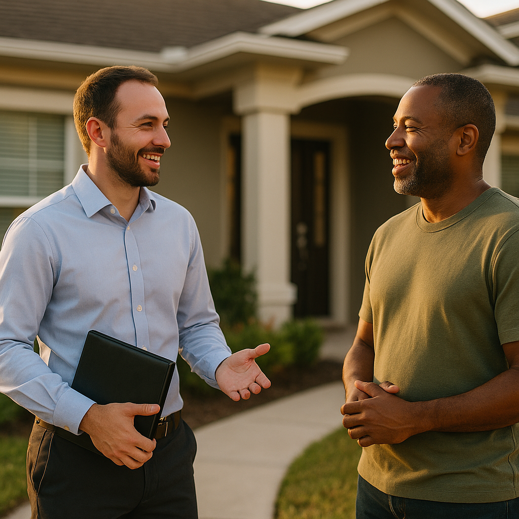 Your Melbourne Landian listing agent meeting a client